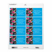 Happy Birthday Cat Lady Adresetiketten, blauw labe Etiket (Full Sheet)