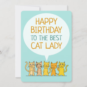 Happy Birthday Cat Lady Flat Kaart