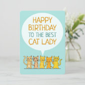 Happy Birthday Cat Lady Flat Kaart (Staand voorkant)