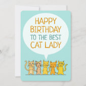 Happy Birthday Cat Lady Flat Kaart (Voorkant)