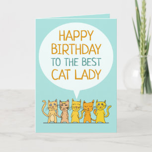 Happy Birthday Cat Lady Greeting Kaart
