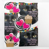 Happy Birthday Cat Lady Kaart, Cat Lady Drieluik Kaart (Binnenzijde eerst)