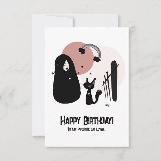 Happy Birthday Cat Lover Kaart in Roze (Voorkant)