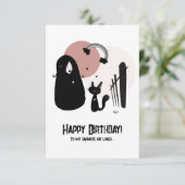 Happy Birthday Cat Lover Kaart in Roze (Staand voorkant)