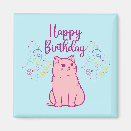 Happy Birthday Cat Magneet (Voorkant)