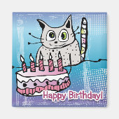 Happy Birthday Cat - Magnet (Voorkant)