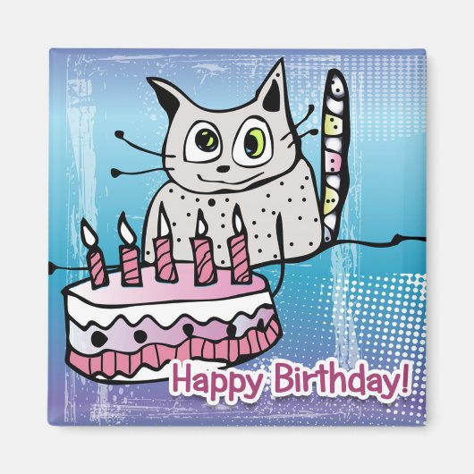 Happy Birthday Cat - Magnet (Voorkant)