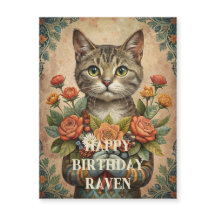 Happy birthday  cat magnetische kaart