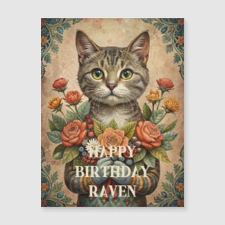 Happy birthday cat magnetische kaart