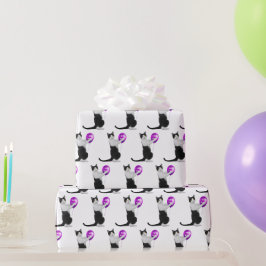 Happy Birthday Cat met ballon Cadeaupapier