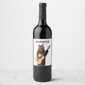 Happy Birthday Cat Singing and Palling Guitar Holi Wijn Etiket (Voorkant)