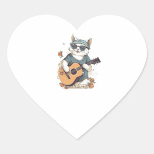 Happy Birthday Cat Singing and Plays Guitar Hart Sticker