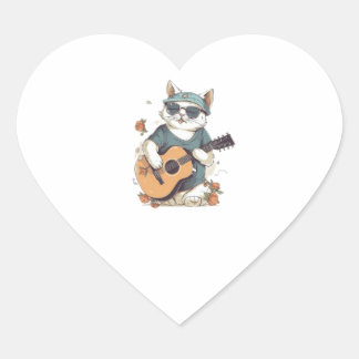 Happy Birthday Cat Singing and Plays Guitar Hart Sticker