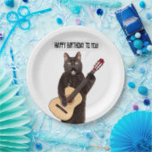 Happy Birthday Cat Singing and Plays Guitar Papieren Bordje (Feest)