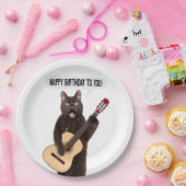 Happy Birthday Cat Singing and Plays Guitar Papieren Bordje (Feest)