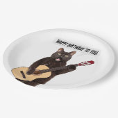 Happy Birthday Cat Singing and Plays Guitar Papieren Bordje (Gekanteld)