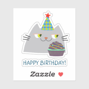 Happy Birthday Cat Sticker