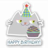 Happy Birthday Cat Sticker (Voorkant)