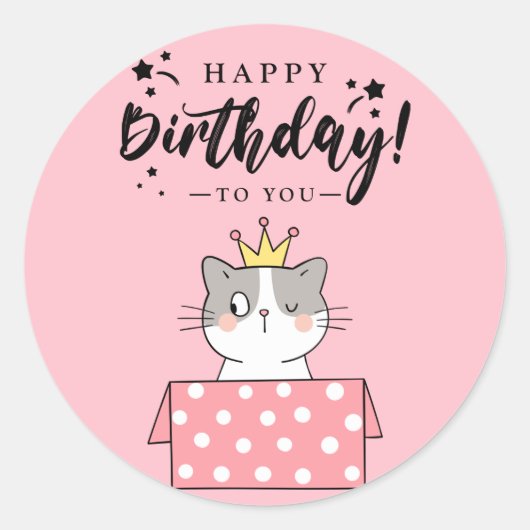 Happy birthday cat sticker (Voorkant)
