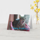 Happy Birthday Cat wenskaart Kaart (Gele Bloem)