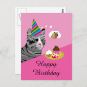 Happy Birthday Cat with Cupcakes Briefkaart (Voorkant / Achterkant)