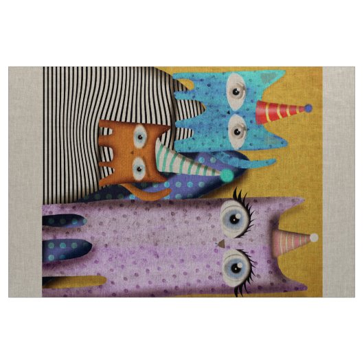 Happy Birthday Cats Linen Stof (Yard (91,4 cm))