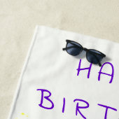 Happy Birthday Cats Party Beach Towel - Jouw tekst Strandlaken (In situ)