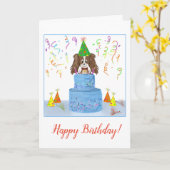 Happy Birthday Cavalier King Charles met Cake Kaart (Gele Bloem)
