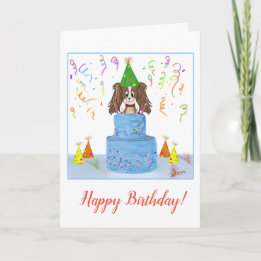 Happy Birthday Cavalier King Charles met Cake Kaart