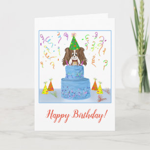Happy Birthday Cavalier King Charles met Cake Kaart