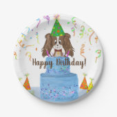 Happy Birthday Cavalier King Charles Spaniel Cake Papieren Bordje (Voorkant)