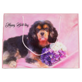 Happy Birthday Cavalier King Charles Spaniel Groot Cadeauzakje (Voorkant)