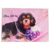 Happy Birthday Cavalier King Charles Spaniel Groot Cadeauzakje (Achterkant)
