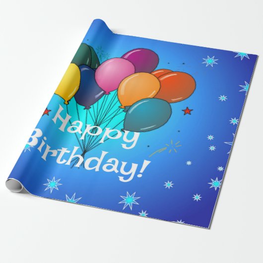 Happy Birthday Celebration Balloons Cadeaupapier (Uitgerold)