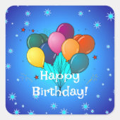 Happy Birthday Celebration Balloons Classic Round Vierkante Sticker (Voorkant)
