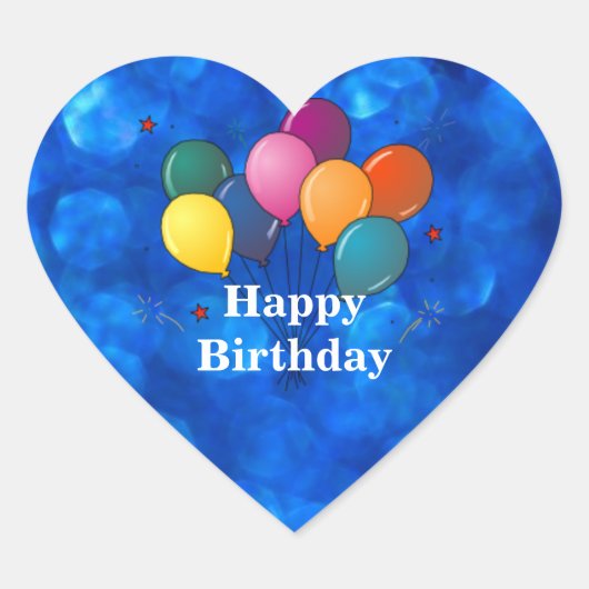 "Happy Birthday" Celebration Balloons Hart Sticker (Voorkant)