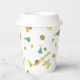 Happy Birthday Celebration Balloons & Hats Pattern Papieren Bekers