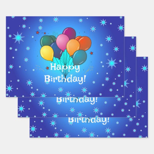 Happy Birthday Celebration Balloons Inpakpapier Vel (Set)