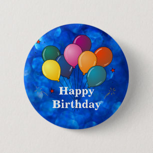 "Happy Birthday" Celebration Balloons Ronde Button 5,7 Cm