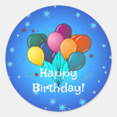 Happy Birthday Celebration Balloons Ronde Sticker (Voorkant)