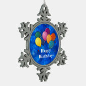 "Happy Birthday" Celebration Balloons Tin Sneeuwvlok Ornament (Links)