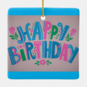 Happy Birthday Celebration Keramisch Ornament (Achterkant)
