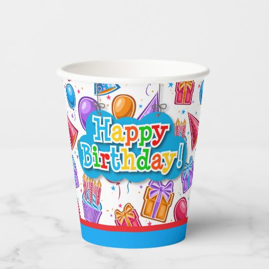 Happy Birthday Celebration  Papieren Bekers (Voorkant)