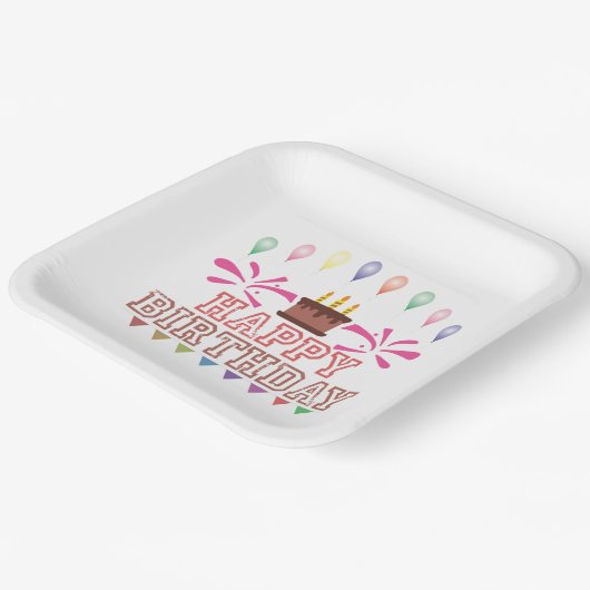 Happy Birthday Celebration Papieren Bordje (Gebogen)