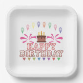 Happy Birthday Celebration Papieren Bordje (Voorkant)