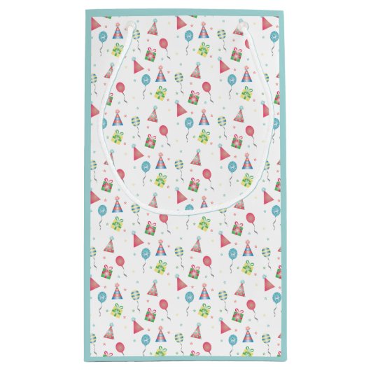 Happy Birthday Celebration Party Petten Balloons Klein Cadeauzakje (Achterkant)