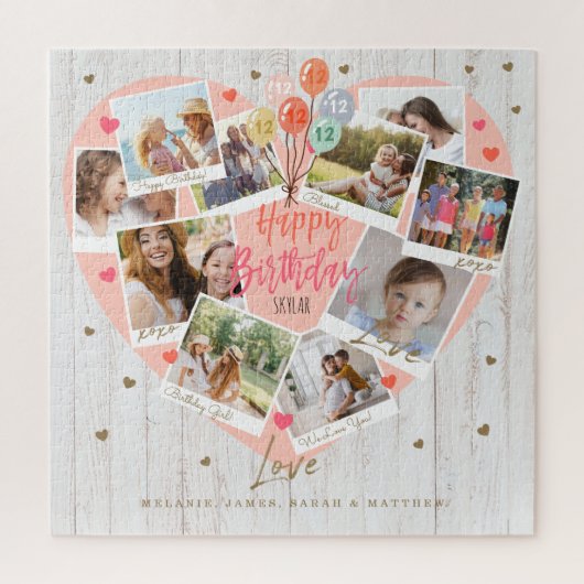 Happy Birthday Celebration Photo Scrapbook Heart Legpuzzel (Verticaal)
