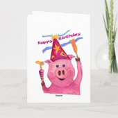 Happy Birthday Celebration Pig Card Kaart (Achterkant)