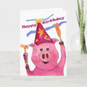 Happy Birthday Celebration Pig Card Kaart (Voorkant)