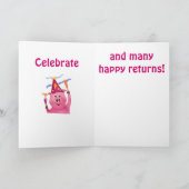 Happy Birthday Celebration Pig Card Kaart (Binnen)